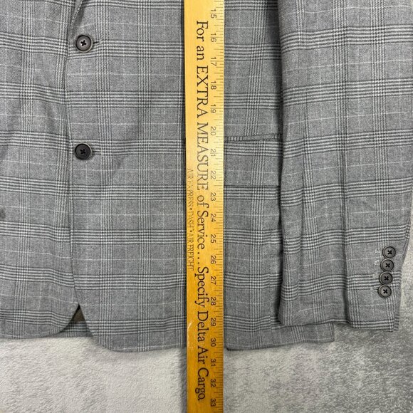 Jos A Bank Reserve Mens Plaid Sport Coat Tailored Fit Suit Blazer Gray Stretch - Picture 9 of 12